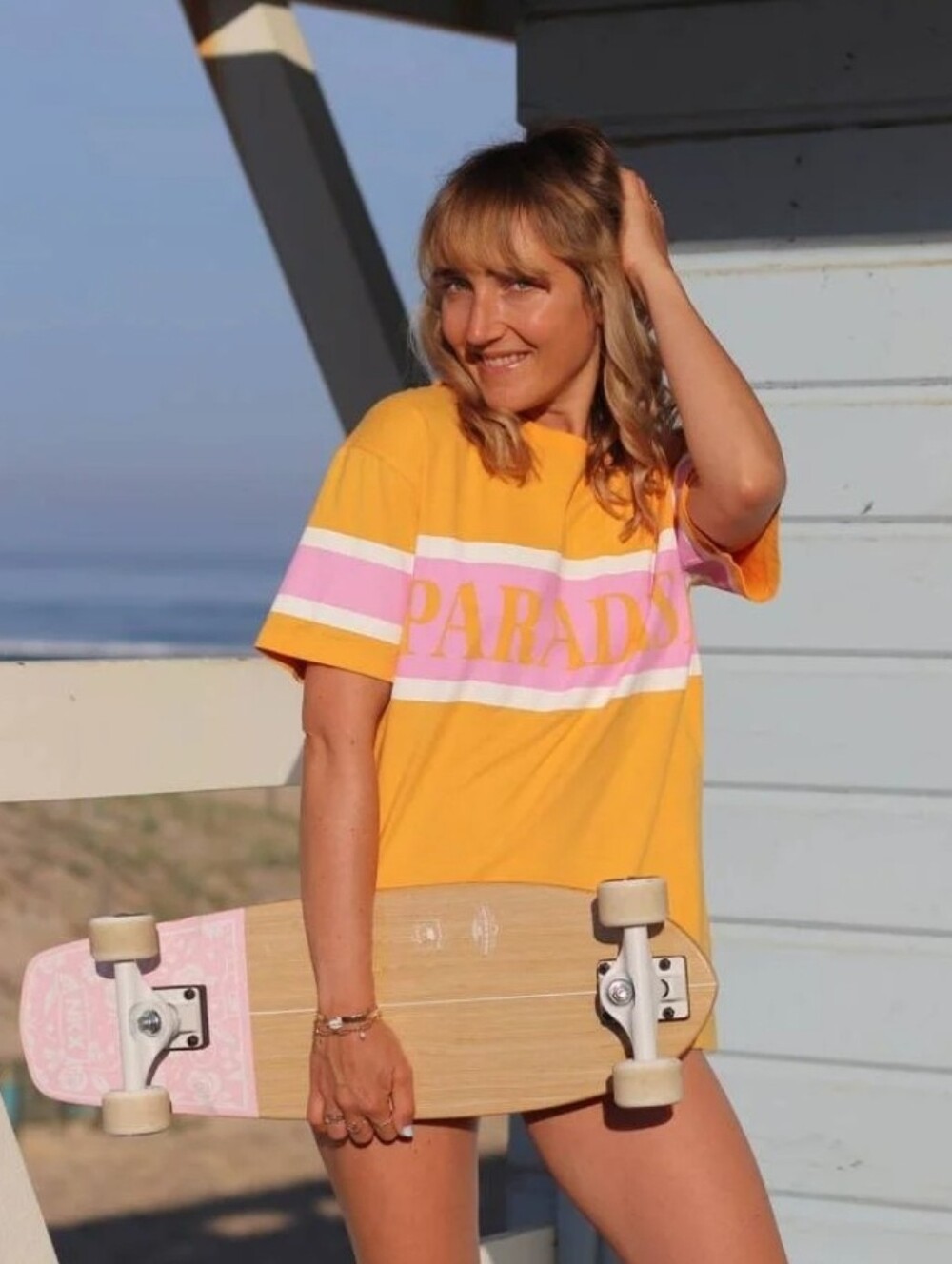 Maje Paradise Graphic Tee in Yellow & Pink